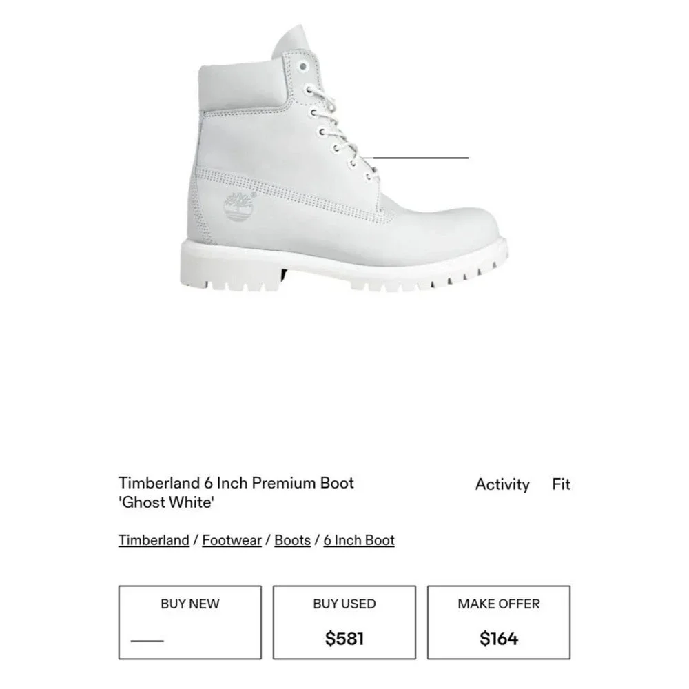 Mens Timberland Premium 6 inch Boots A180L Vapourous Grey Mens US 11
